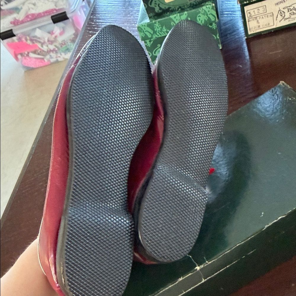 Red Women's Flats with Bow Detail - Picture 7 of 8